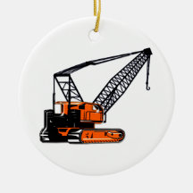 Orange Construction Crane Christmas Ornament