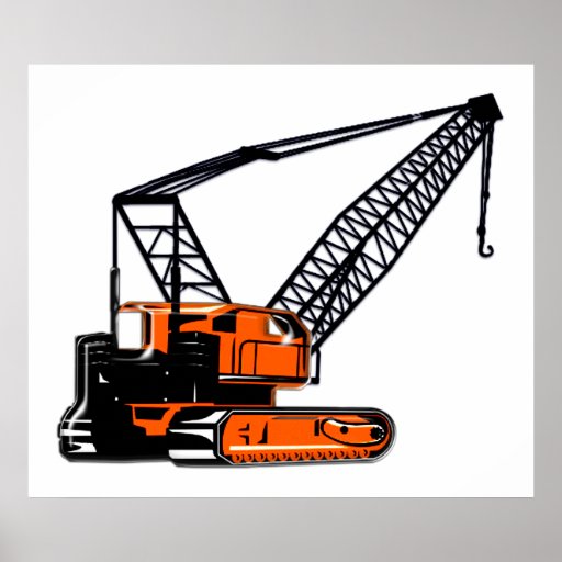 Orange Construction Crane Posters