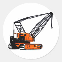 Orange Construction Crane Sticker
