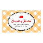 Orange country gingham pattern red cherry produce business card template