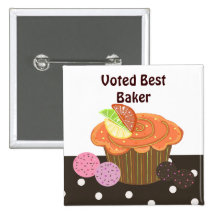 Orange Cupcake Best Baker Button