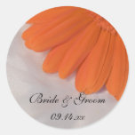 Orange Daisy and Satin Wedding Envelope Seals Round Stickers