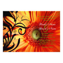 Orange Daisy Wedding Invitation