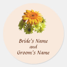 Orange Daisy with Yellow Mums Save the Date Sticker