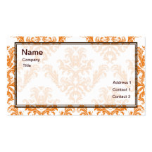 Orange Damask Business Card