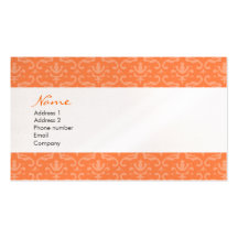 Orange Damask Business Cards