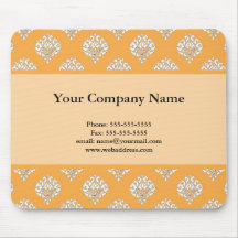 Orange Damask Business Mousepad
