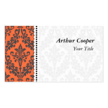 Orange Damask Elegant Business Cards