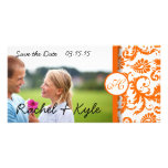 Orange Damask Swirls  Save the Date Photo Custom Photo Card