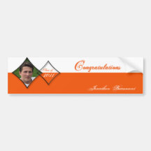Orange Diamond Class Graduation Wine Label Bumper Stickers