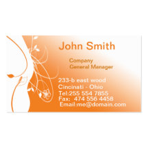 Orange FLORAL Business Card