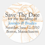 Orange Floral Save The Date Calendar Stickers stickers