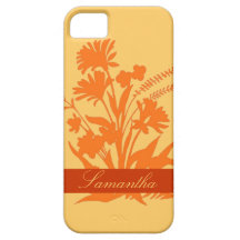 Orange floral theme customisable iphone 5 case