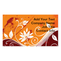 Orange Floral Vines Business Card Template