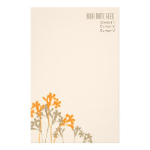 Orange Flower Custom Personal Stationary Stationery