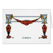 Orange Flower Swag and Pillars Vintage Greeting Cards