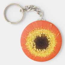 Orange Gerbera Flower Keychain
