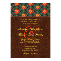 Orange Green  Brown Monogram Wedding H668 Custom Invites