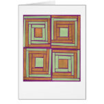 Orange green squares design greeting cards