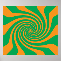 Orange green swirl print