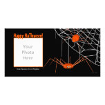 Orange Halloween Spiders Customised Photo Card