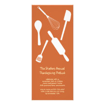 Orange kitchen utensil Thanksgiving potluck party Invitations
