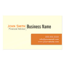 Orange Label Financial Advisor Business Card