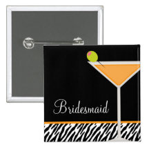 Orange Martini and Zebra Pattern Buttons