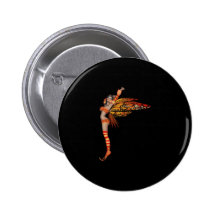 Orange Monarch Pixie Butterfly Fairy 2 - Pinback Button