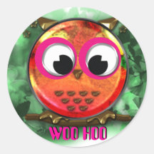 Orange owl woo hoo design stickers