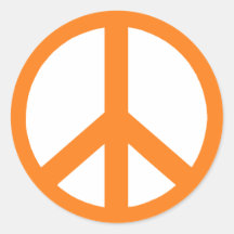 Orange Peace Symbol Stickers