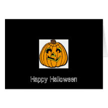 Orange Pumpkin Head Halloween Card
