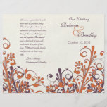 Orange Purple Abstract Fall Floral Wedding Program Full Color Flyer