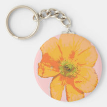Orange Retro/ PopArt Flower Key Chains