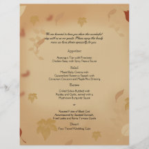Orange Rose in the Fall Wedding Menu Flyer
