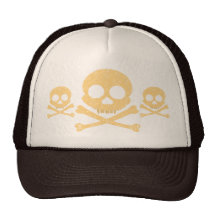 Orange Skull Distressed Hats