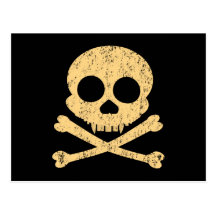 Orange Skull Distressed Postcard