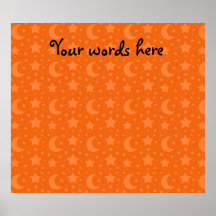 orange stars and moon patterns posters