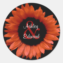 Orange Sunflower Wedding Sticker