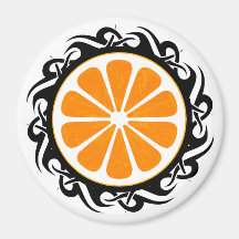 orange. tribal. fridge magnets