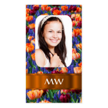 Orange tulip personalized photo business card templates