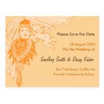 Orange Vintage Bride Save the Date Postcard