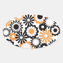 Orange, white, and black floral stickers