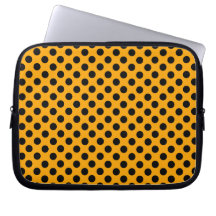 Orange with Black Polka Dots Laptop Computer Sleeve