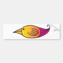 Orange, Yellow, Pink Bird Bumper Sticker