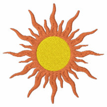 Orange & Yellow Sun Fantasy Design Embroidered Polo Shirt