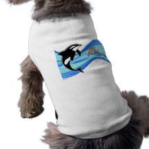 Orca and Dolphin in the Waves Pet T-shirt