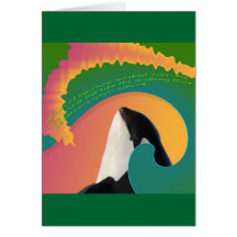 Orca Whale Rainbow Wave Greeting Cards