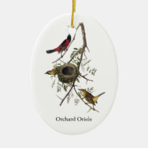 Orchard Oriole - John James Audubon Christmas Tree Ornaments