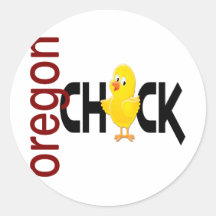 Oregon Chick 1 Round Sticker